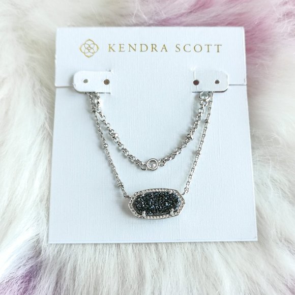 Silver Elisa Platinum Drusy Multi Strand Necklace - Picture 1 of 3